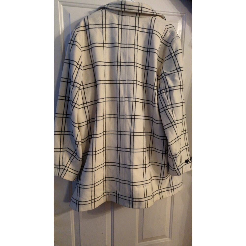 Eddie Bauer Womens Wool Peacoat Cream & Black Plaid, XXL Tall, Pockets, Classic - Picture 2 of 8